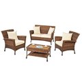 W Unlimited Outdoor Faux Sea Grass Garden Patio Furniture Set with Table - 4 Piece SW1529SET4